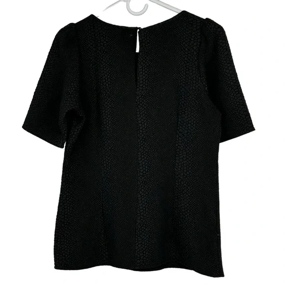 *Women’s Banana Republic Size 6 Black Textured Polyester/Elastane SS Top - Picture 8 of 8